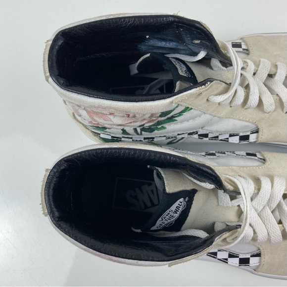 Vans Women’s Sk8-Hi “Checker Floral” White Cream Rose Skate Shoes Size 8.5 - Picture 9 of 11